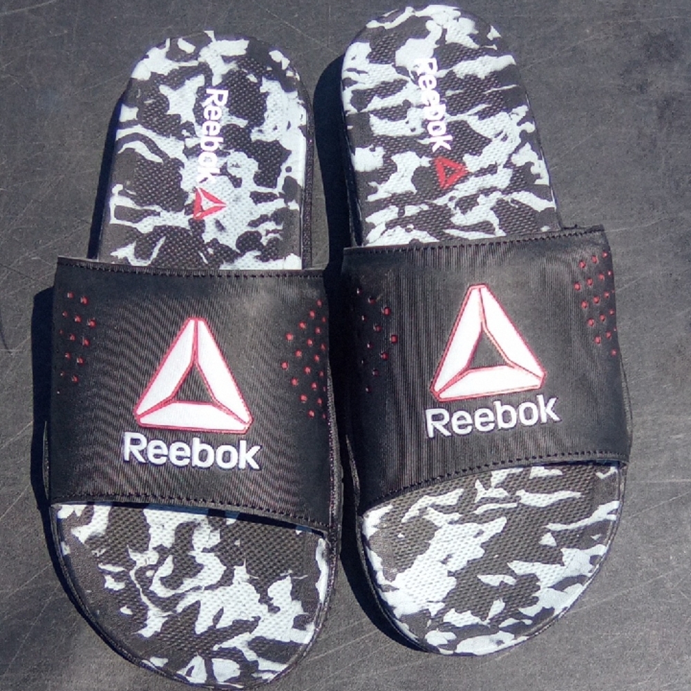 Reebok Black and White Slides